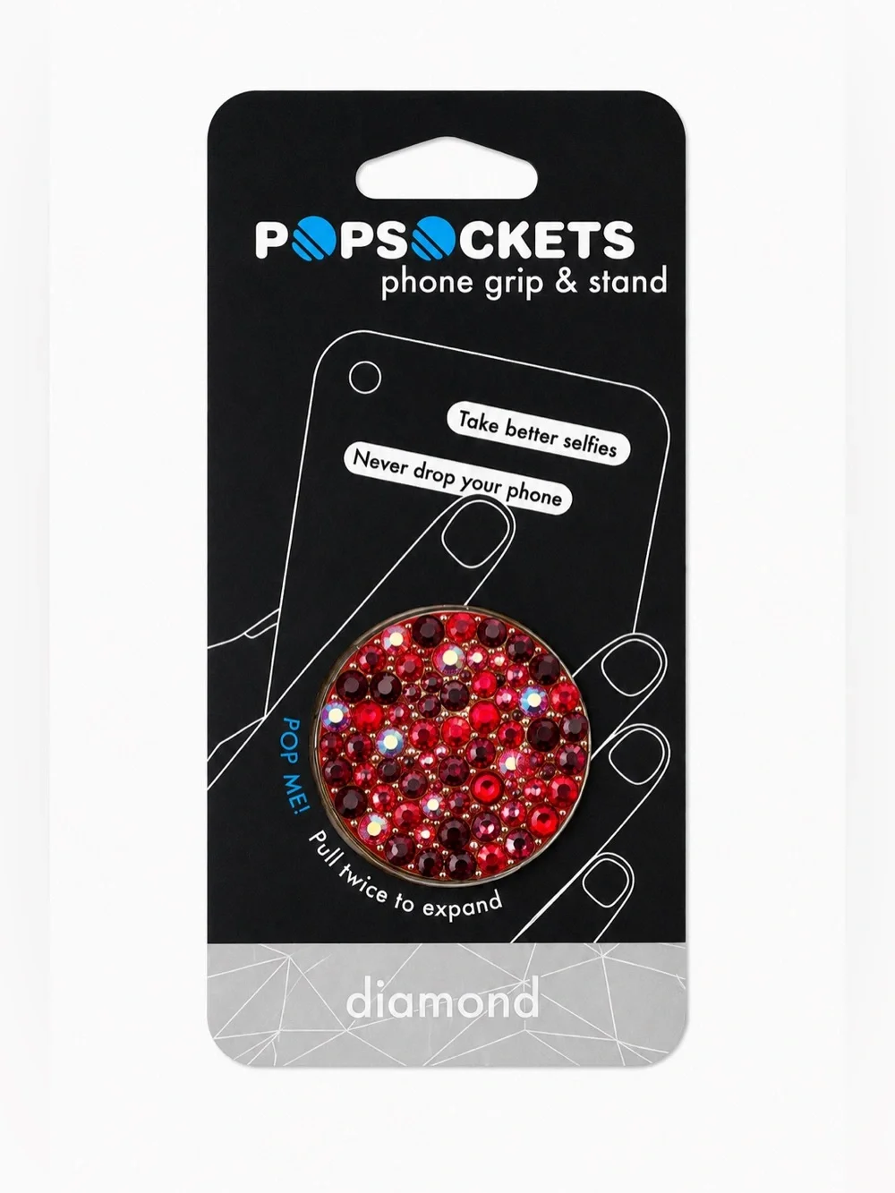 Siam Red & Garnet Red AB Luxe Crystals PopSocket Phone Holder Grip New